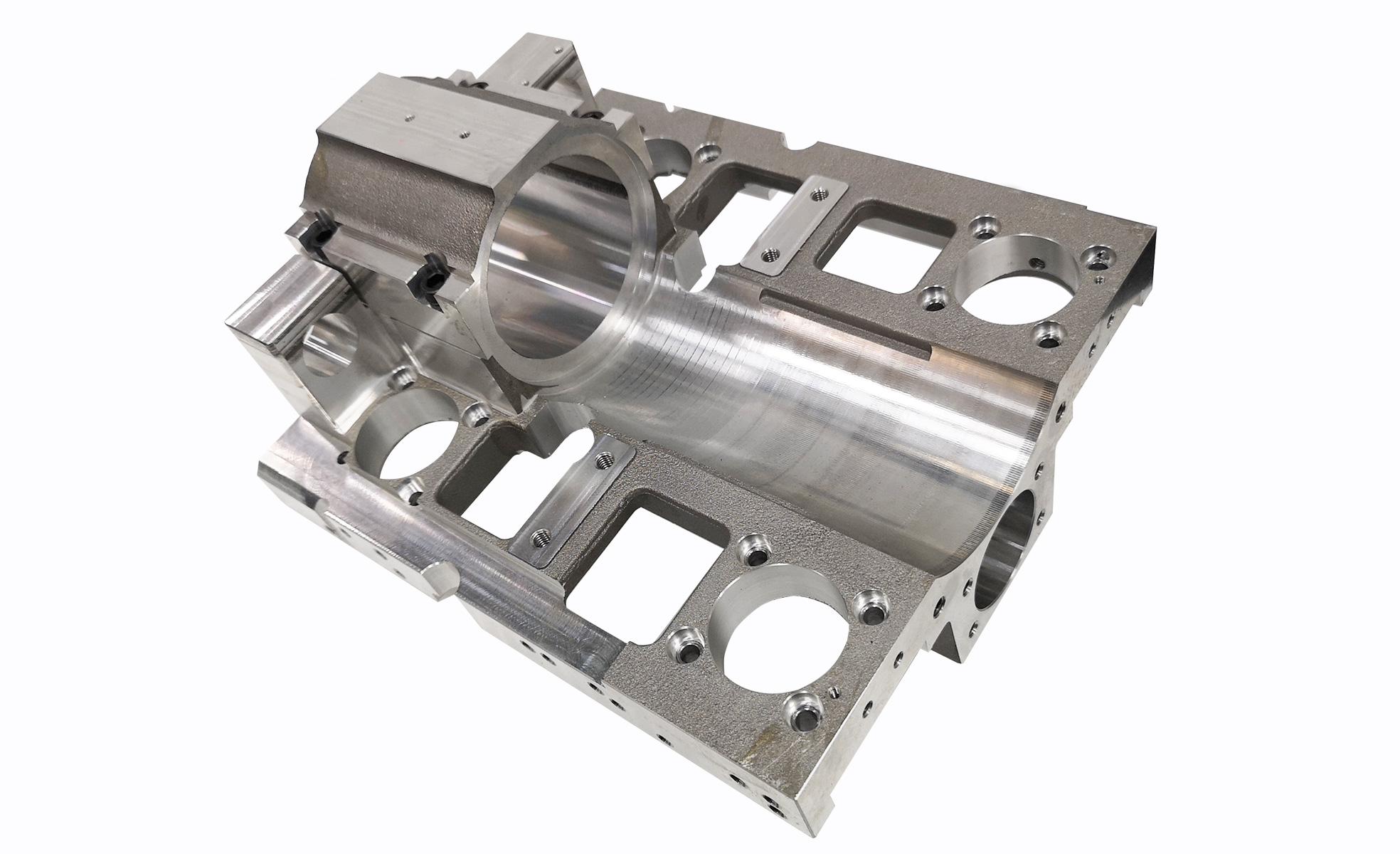Gravity cast aluminum spindle housing for PCB drilling machines with precision CNC machining.